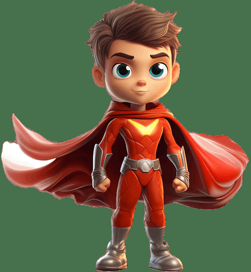 Garçon en costume de super-héro